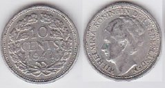 Нидерланды - 10 Cents 1941 - серебро - VF