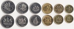 Лесото - набор 6 монет 10 20 50 Lisente 1 2 5 Maloti 1998 - 2018 - UNC