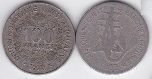 Західна Африка - 100 Francs 1970 - VF / F