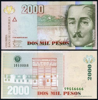 Колумбия - 5 шт х 2000 Pesos 17.06. 2012 - P. 457p - UNC