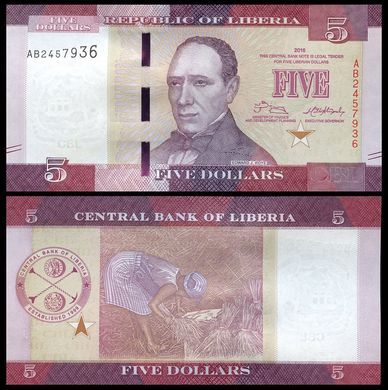 Либерия - 5 Dollars 2016 - UNC