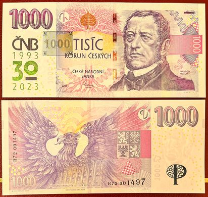 Чехия - 1000 Korun 2023 - Overprint - National Bank - commemorative - UNC