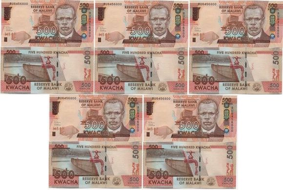 Malawi - 5 pcs х 500 Kwacha 2020 - P. 66 - UNC