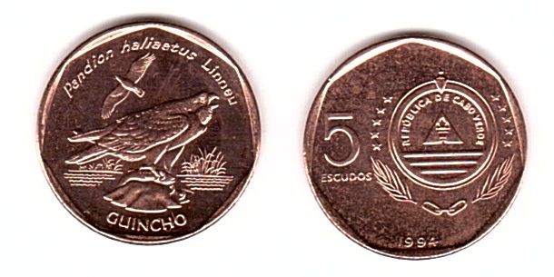 Кабо-Верде - 5 шт х 5 Escudos 1994 - птица - UNC
