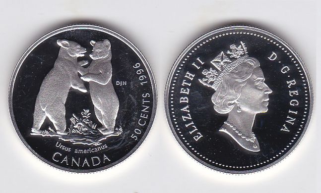 Canada - 50 Cents 1996 - Cubs of wild animals - Bear cubs - Proof