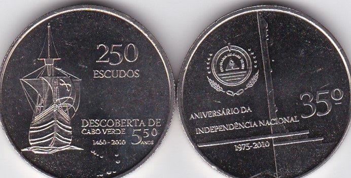 Кабо-Верде - 250 Escudos 2010 - Корабель 550 років Descoberta - UNC