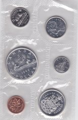 Канада - набор 6 монет 1 5 10 25 50 Cents 1 Dollar 1966 - в запайке - серебро - UNC