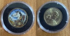 USA - 1 Dollar - # 1 - Sacagawea - colored - one-sided in capsule -  aUNC