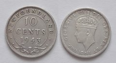 Ньюфаундленд - 10 Cents 1943 - серебро - XF