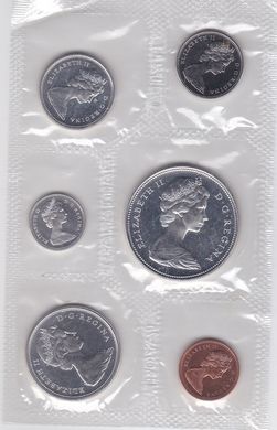 Канада - набір 6 монет 1 5 10 25 50 Cents 1 Dollar 1966 - у запайці - срібло - UNC
