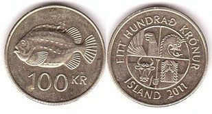 Iceland - 100 Kronur 2011 - VF