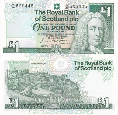 Шотландія - 1 Pound 1987 - Pick 346а - UNC