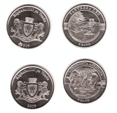 Fantasy - Venda - set 2 coins x 5 Rand 2019 - African animals - UNC