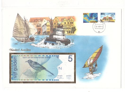 Нидерландские Антильские острова - 5 Gulden 1986 - Pick 22a - в конверте - aUNC