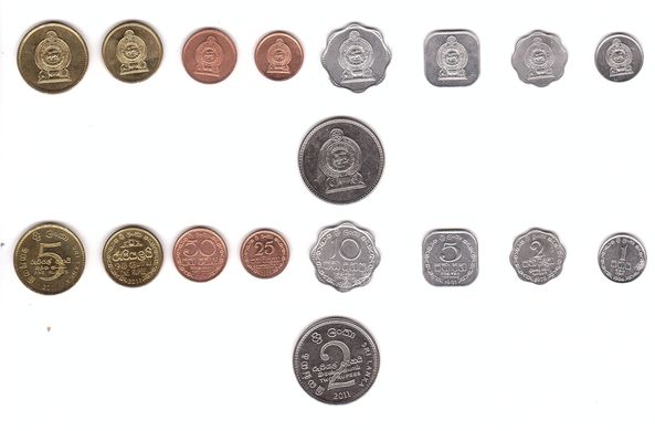 Шрі -Ланка - набір 9 монет 1 2 5 10 50 Cents 1 2 5 Rupees 1978 - 2011 - aUNC / UNC