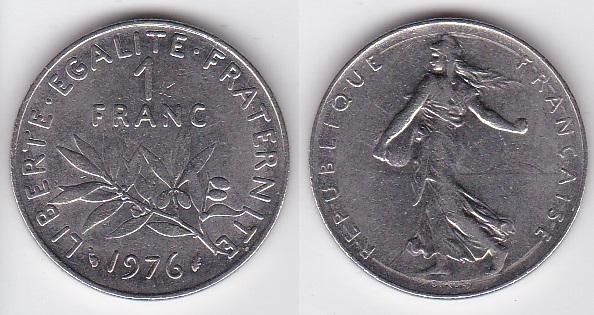 Франція - 1 Franc 1976 - XF