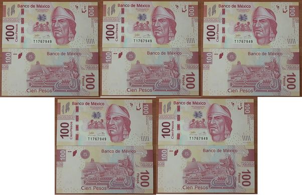 Мексика - 5 шт х 100 Pesos 2019 ( 2020 ) - UNC