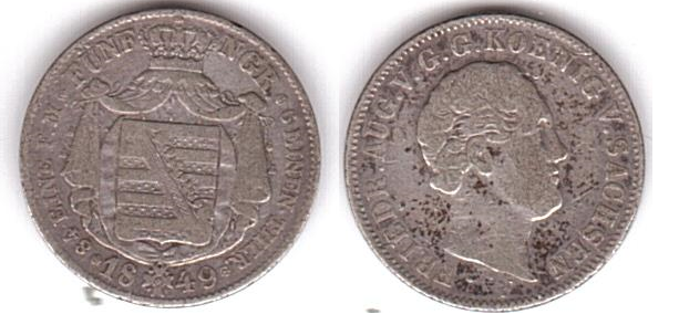 Germany / Saxony - 5 Neugroschen 1849 - F