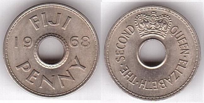 Фіджі - 5 шт х 1 Penny 1968 - XF / VF