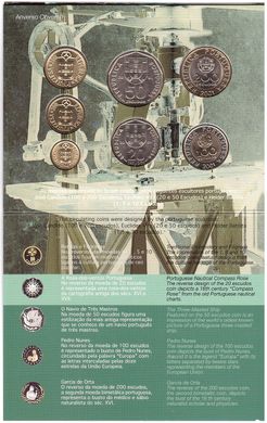 Португалия - набор 7 монет 1 5 10 20 50 100 200 Escudos 2001 в холдере - UNC