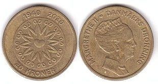 Дания - 20 Kroner 2020 - 80-річчя від народження королеви Маргрети II - VF