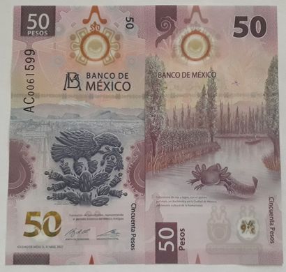 Mexico - 50 Pesos 2021 - s. AC - Polymer - UNC