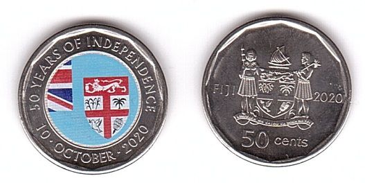 Fiji - 50 Cents 2020 - 50 years of independence - UNC