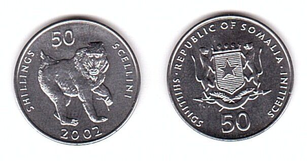 Сомали - 50 Shillings 2002 - Обезьяна - UNC
