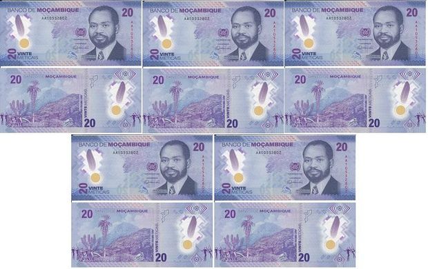 Mozambique - 5 pcs х 20 Meticais 2024 - P. W155 - Polymer - UNC