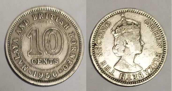Малайа и Британское Борнео - 10 Cents 1956 - VF