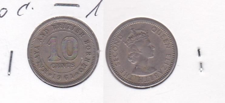Малайя та Британське Борнео - 10 Cents 1961 - в холдері - VF
