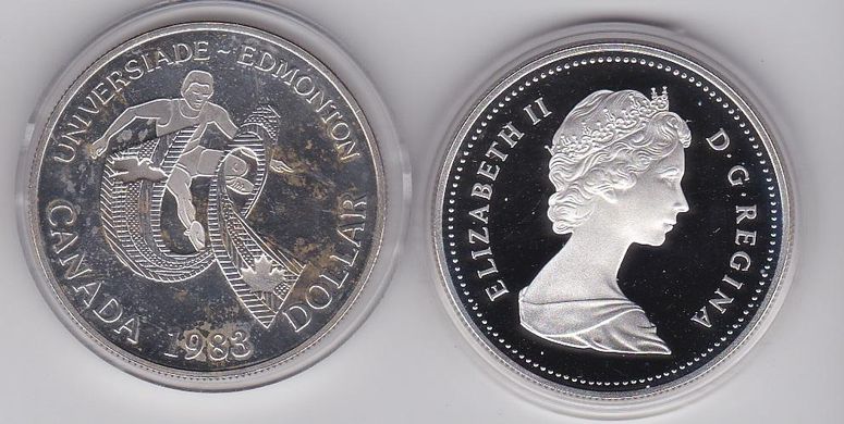 Canada - 1 Dollar 1983 - XII Universiade in Edmonton - silver 0.500 - in capsule - UNC