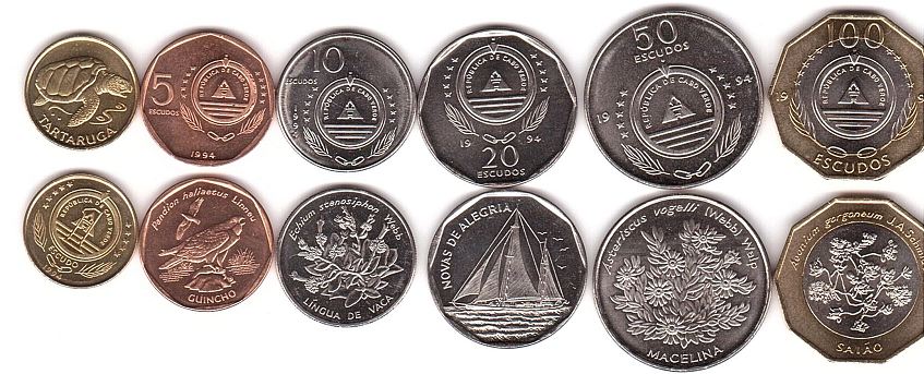Кабо-Верде - набор 6 монет - 1 5 10 20 50 100 Escudos 1994 - UNC