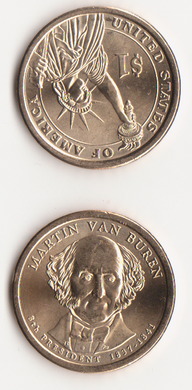 США - 1 Dollar 2008 - D - Martin van Buren / Мартин ван Бурен - 8-й президент - UNC
