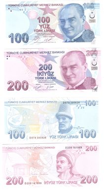 Турция - набор 6 банкнот 5 10 20 50 100 200 Lira 2020 - 2021 - UNC