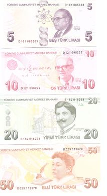 Турция - набор 6 банкнот 5 10 20 50 100 200 Lira 2020 - 2021 - UNC