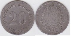 Германия - 20 Pfennig 1876 - comm. - VG