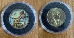 USA - 1 Dollar - # 2 - Sacagawea - colored - one-sided in capsule -  aUNC
