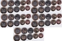 Sudan South - 5 pcs x set 5 coins 10 20 50 Piastres 1 + 2 Pounds 2015 - UNC