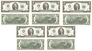 США - 5 шт х 2 Dollars 2017-B - P. W545 B - New York NY - UNC