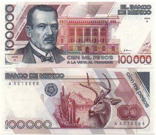 Мексика - 100000 Pesos 1988 - P. 94a - Serie A - UNC