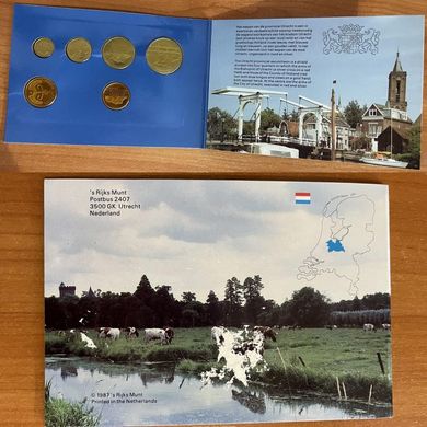 Netherlands - Mint set 5 coins 5 10 25 Cents 1 2,5 Gulden + token 1997 - in booklet - UNC
