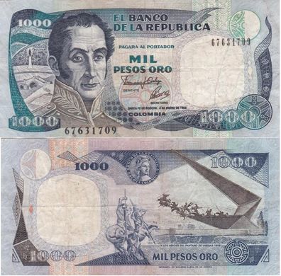 Колумбия - 1000 Pesos Oro 1993 - P. 432A - serie 67631709 - VF