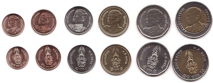 Таиланд - набор 6 монет 25 50 Satanga 1 2 5 10 Baht 2018 - 2021 - UNC