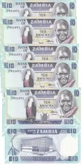 Замбия - 5 шт х 10 Kwacha 1986 - 1988 - P. 26e - UNC