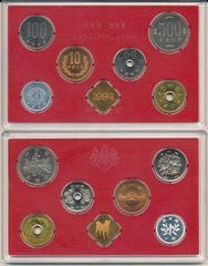 Японія - Mint набір 6 монет 1 5 10 100 500 Yen 1994 + жетон - у пластиці - UNC