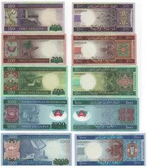 Мавританія - набір 5 банкноти 100 200 500 1000 2000 Ouguiya 2011 - 2015 - UNC