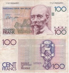 Бельгия - 100 Francs 1982 - 1994 - P. 142a(6) - serie 11219006951 - VF / F
