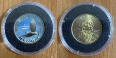 USA - 1 Dollar - # 3 - Sacagawea - colored - one-sided in capsule -  aUNC