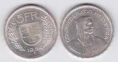 Швейцарія - 5 Franken 1954 - срібло - XF
